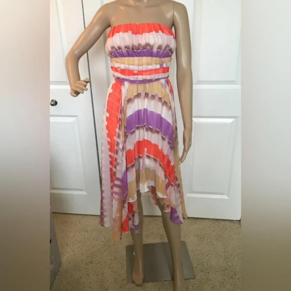 Beautiful GUESS Flowy Orange White Purple Dress M L - Picture 3 of 9